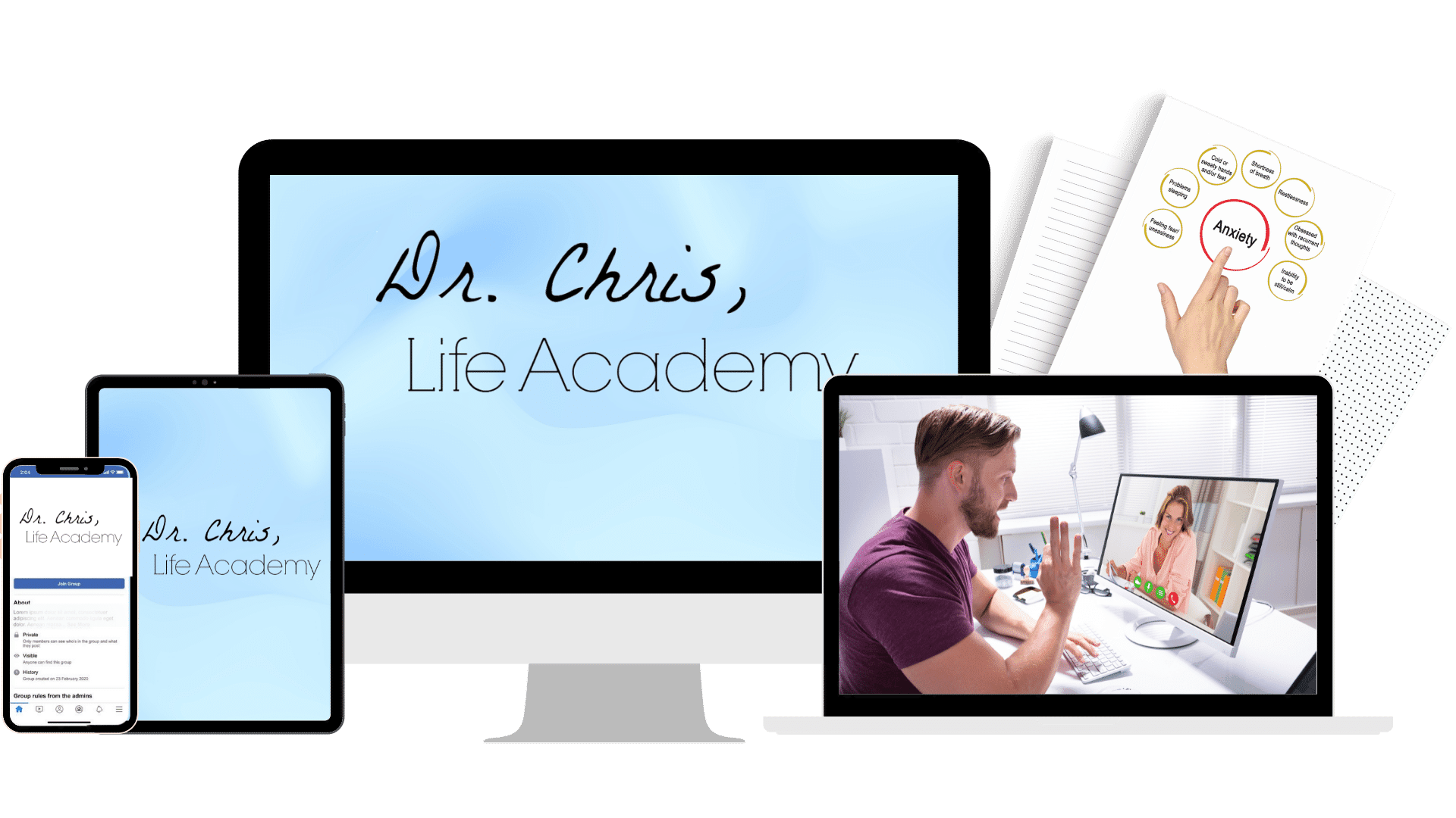 Man doing an online course to overcome his social anxiety